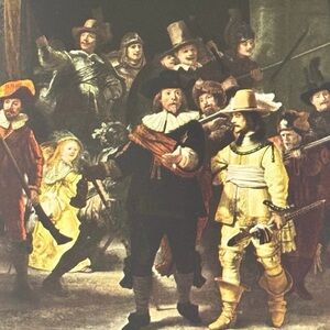 NIGHT WATCH, 1642 REMBRANDT Original Vintage Fine Art 1950’s Print USA Printed